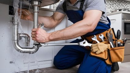 Technician using electronic equipment to detect a plumbing leak in Haines City